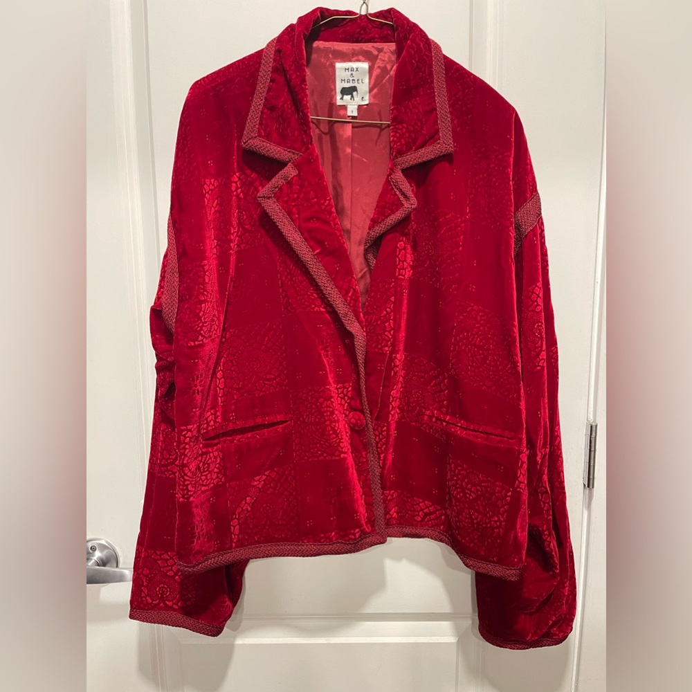 Max & Mabel Cranberry Red Jacket Blazer Size 1